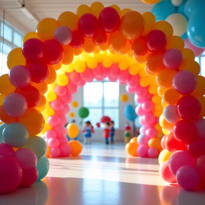 Arco de globos coloridos arte decorativo