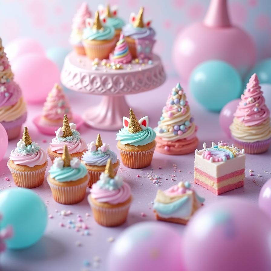 Mesa de dulces temática de unicornios